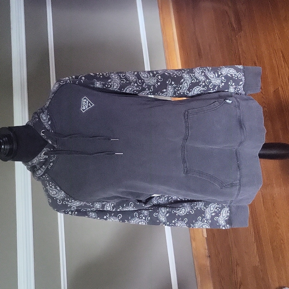 HOOEY Bandana Print Gray Hoodie Size Large